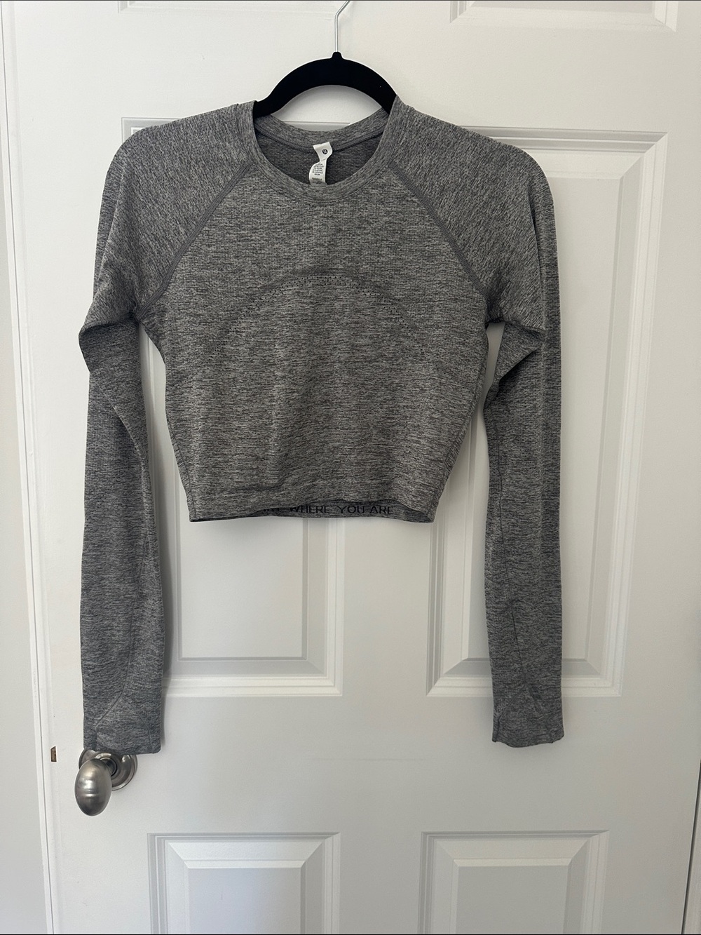 lululemon athletica Heather Gray Long-Sleeve Cropped Top